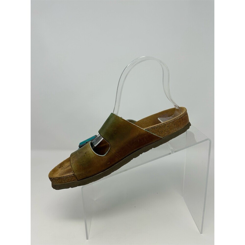 NAOT Slide Sandals Teal Blue Two Strap Cork Footbed Buckle Comfort Size 39 - Picture 3 of 10